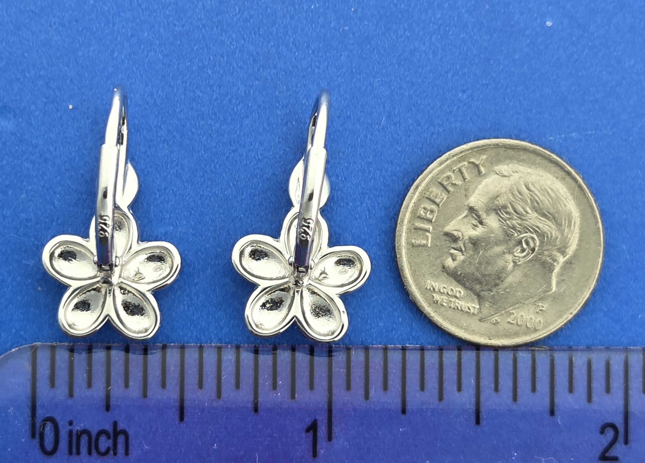 Alamea Plumeria Lever Back Earrings, Sterling Silver 8 Alamea Plumeria Lever Back Earrings, Sterling Silver - Image 8