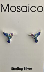 Mosaico Hummingbird Post Earrings, Sterling Silver