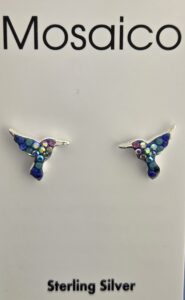 Mosaico Hummingbird Post Earrings, Sterling Silver