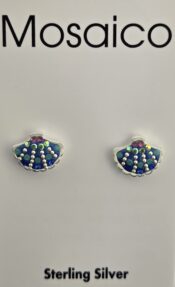 Mosaico Scallop Shell Post Earrings, Sterling Silver