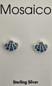 Mosaico Scallop Shell Post Earrings, Sterling Silver