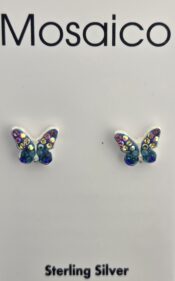 Mosaico Butterfly Post Earrings, Sterling Silver