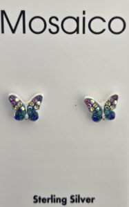 Mosaico Butterfly Post Earrings, Sterling Silver