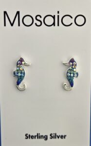 Mosaico Seahorse Post Earrings, Sterling Silver