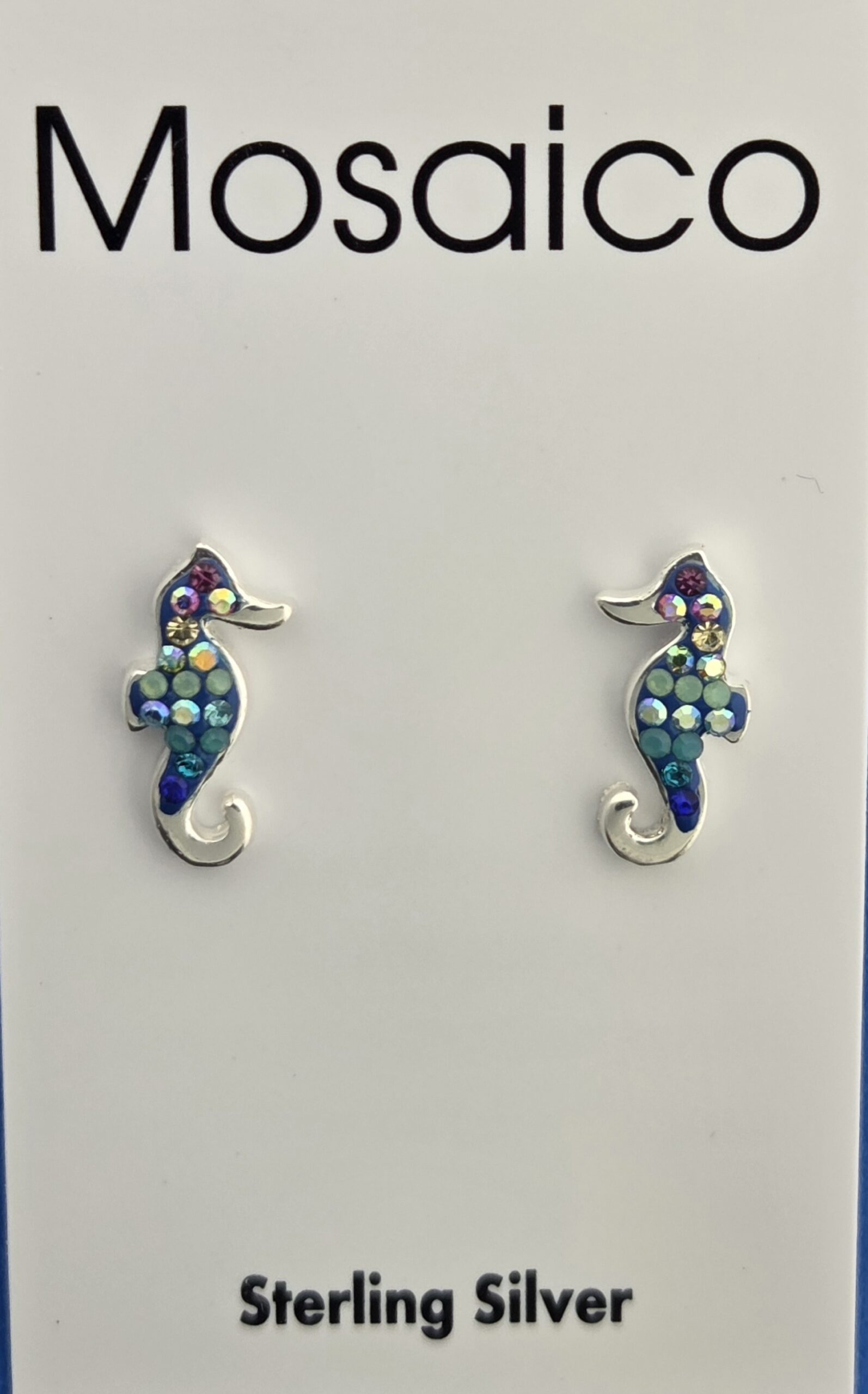 Mosaico Seahorse Post Earrings, Sterling Silver 1 Mosaico Seahorse Post Earrings, Sterling Silver