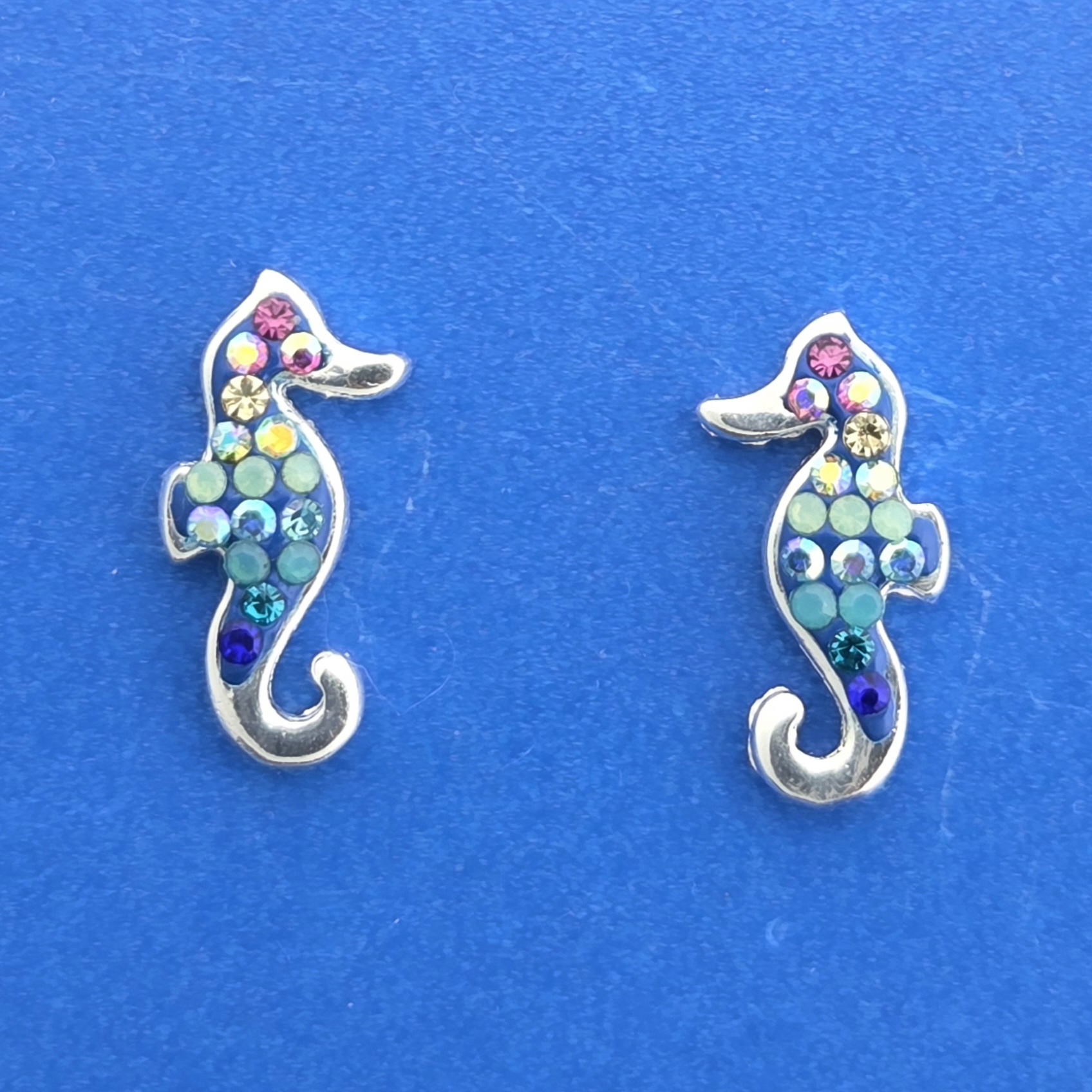 Mosaico Seahorse Post Earrings, Sterling Silver 3 Mosaico Seahorse Post Earrings, Sterling Silver - Image 3