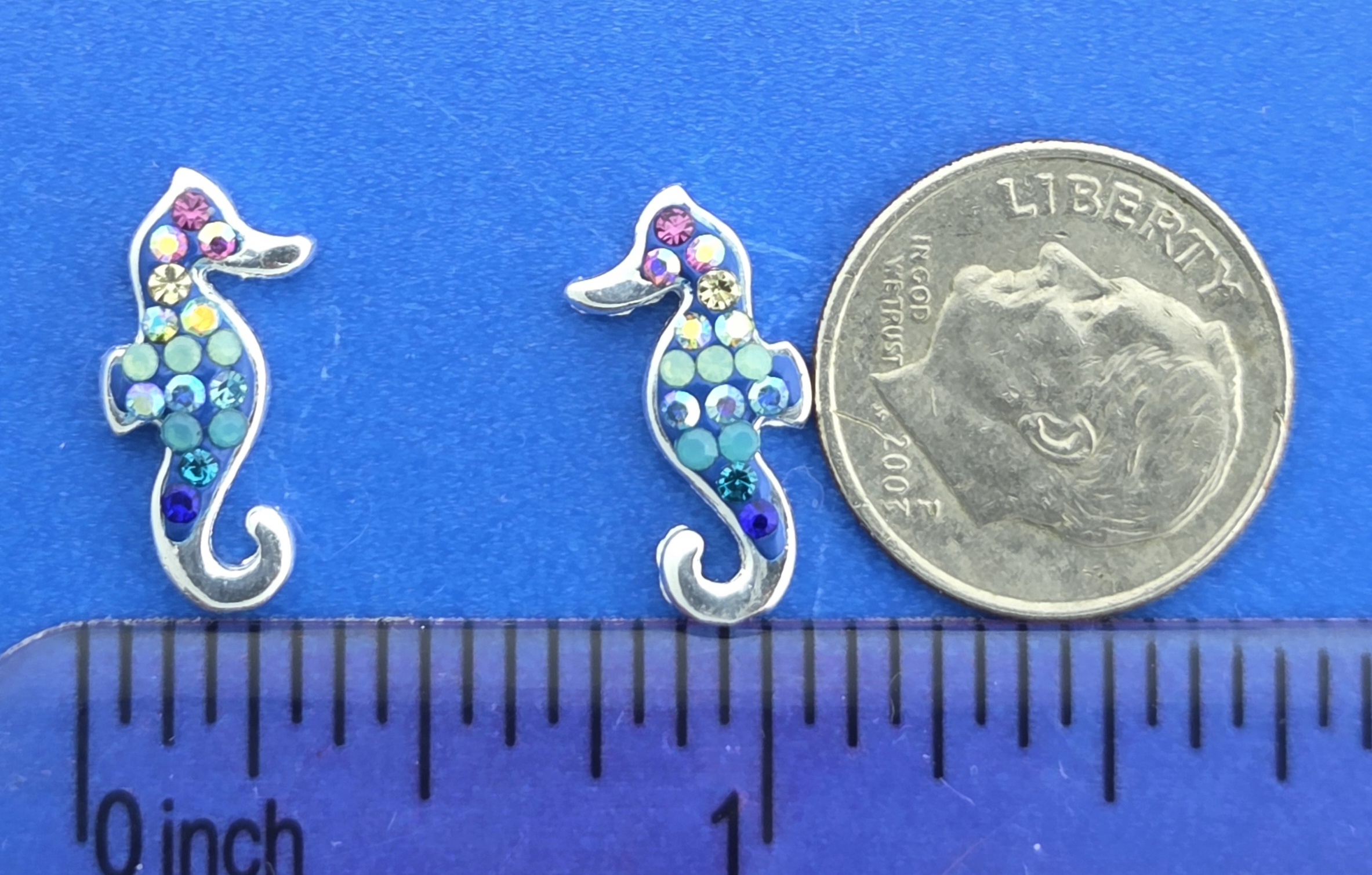 Mosaico Seahorse Post Earrings, Sterling Silver 4 Mosaico Seahorse Post Earrings, Sterling Silver - Image 4