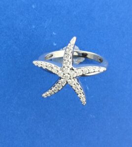 Starfish Diamond Ring, 14k White Gold