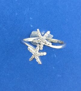Starfish Diamond Bypass Ring, 14k White Gold