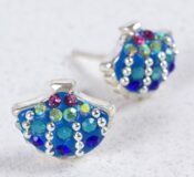 Mosaico Scallop Shell Post Earrings, Sterling Silver
