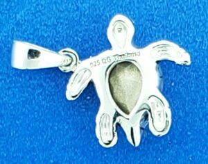 sterling silver sea turtle crystal pendant