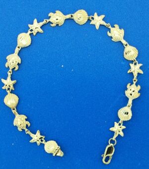 14k sea life bracelet diamond-cut