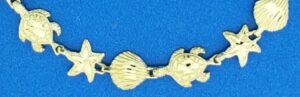 14k sea life bracelet diamond-cut