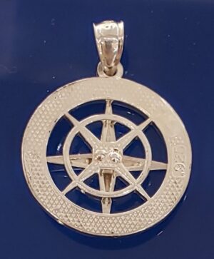 sterling silver compass rose pendant