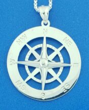 sterling silver compass rose pendant