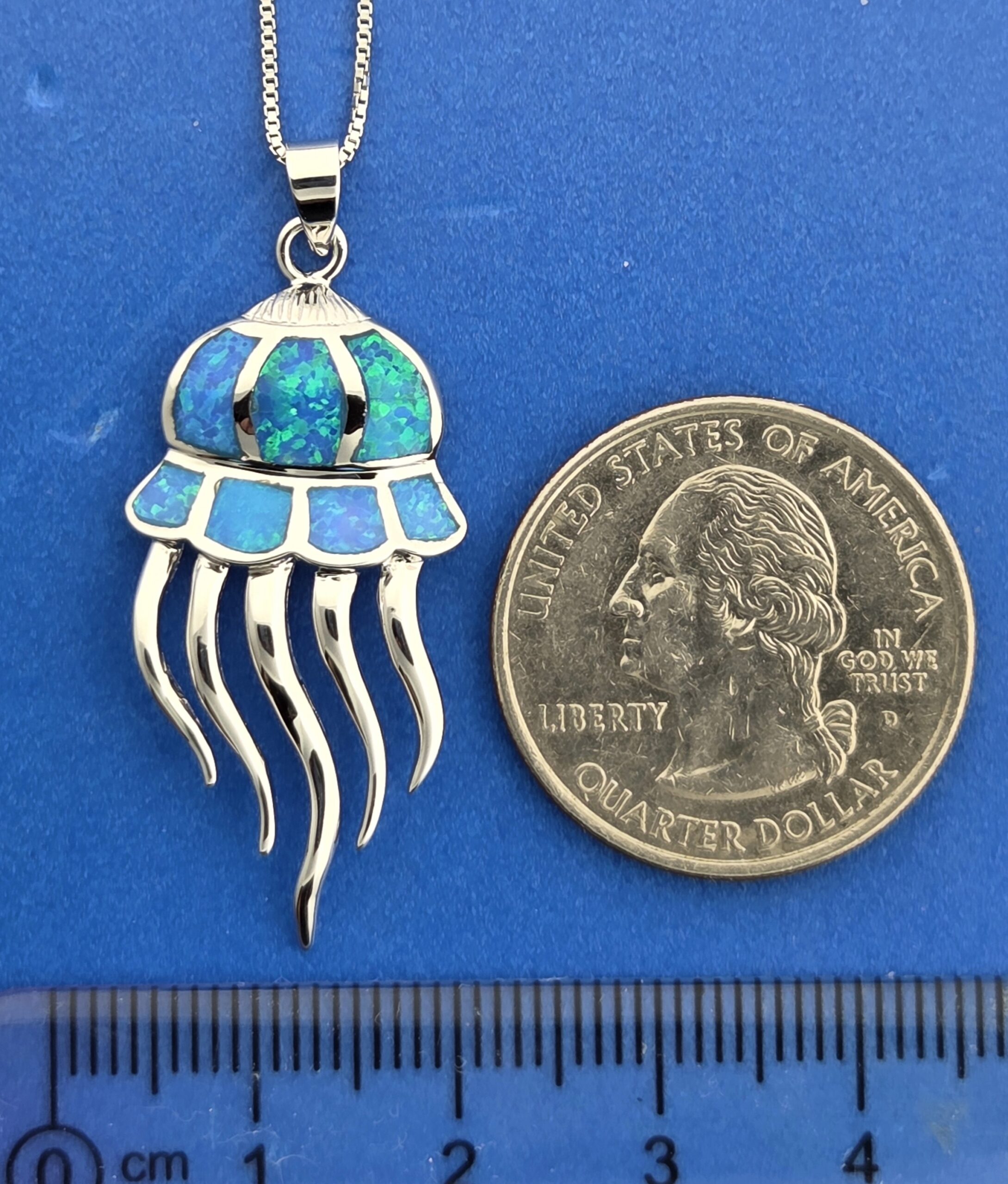 Jellyfish Pendant, Sterling Siver & Opal 5 Jellyfish Pendant, Sterling Siver & Opal - Image 5