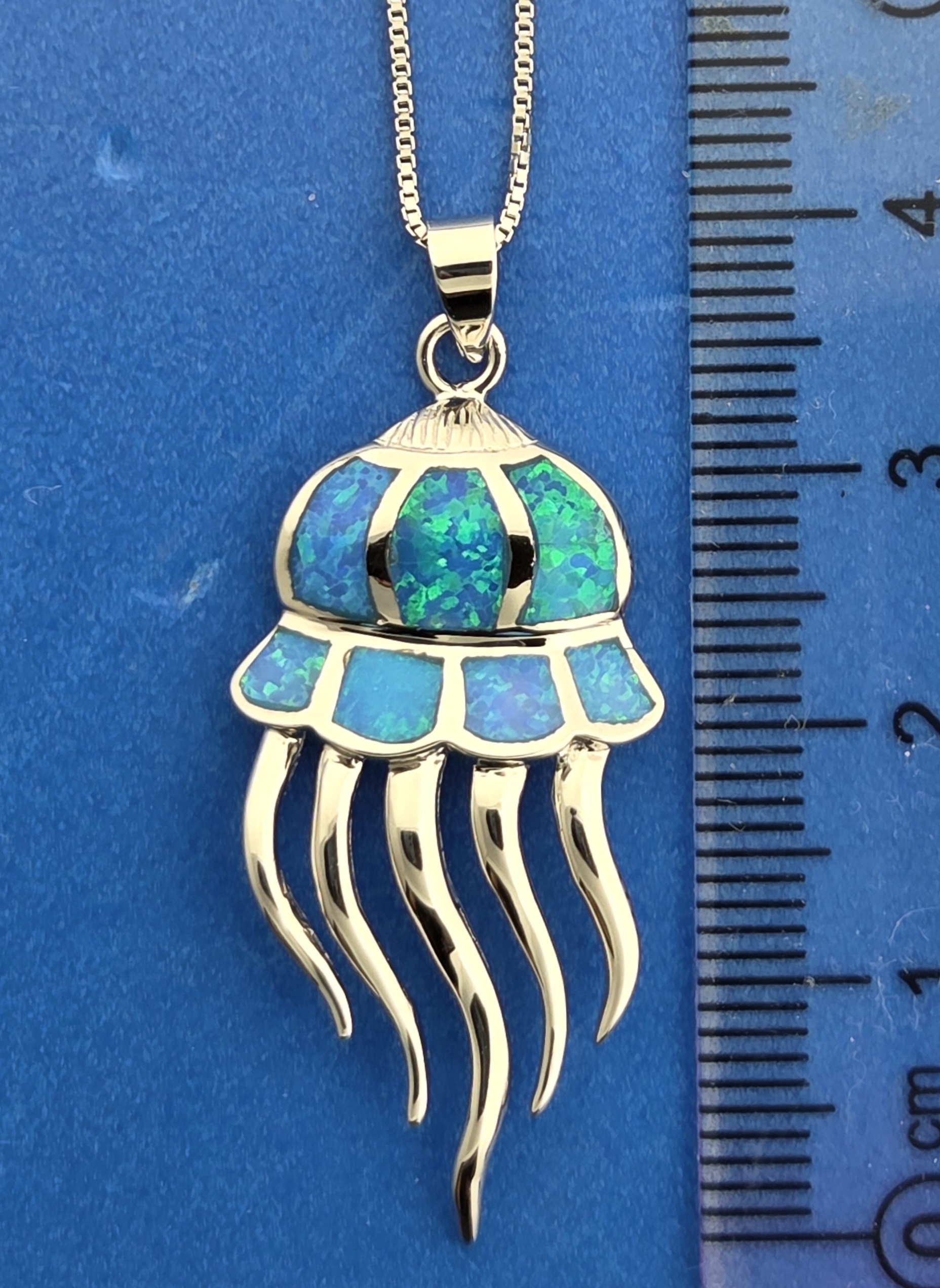Jellyfish Pendant, Sterling Siver & Opal 6 Jellyfish Pendant, Sterling Siver & Opal - Image 6
