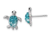 sterling silver sea turtle crystal earrings