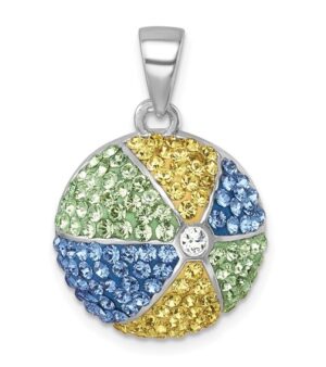 sterling silver & crystal beach ball pendant