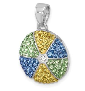 sterling silver & crystal beach ball pendant