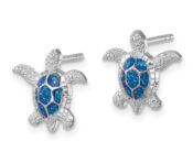 sterling silver sea turtle crystal earrings