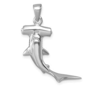 sterling silver hammerhead 3d shark pendant