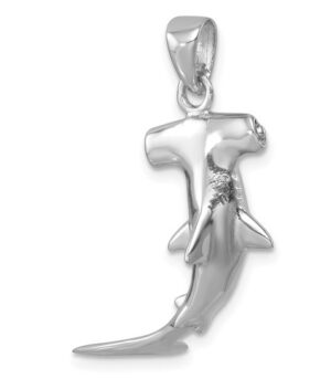 sterling silver hammerhead 3d shark pendant