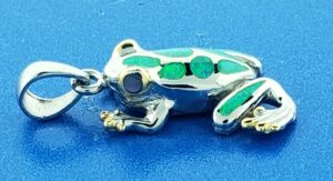 sterling silver frog opal pendant