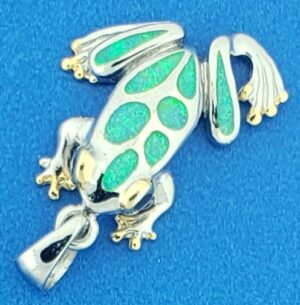 sterling silver frog opal pendant