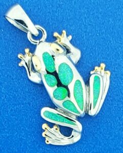 sterling silver frog opal pendant