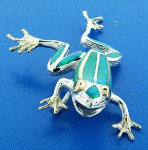 sterling silver frog opal pendant