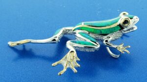 sterling silver frog opal pendant