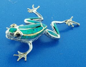 sterling silver frog opal pendant