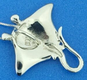 sterling silver & opal manta ray pendant