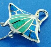 sterling silver & opal manta ray pendant