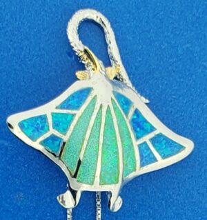 sterling silver & opal manta ray pendant