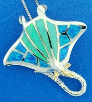 sterling silver & opal manta ray pendant