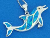 sterling silver opal dolphin pendant