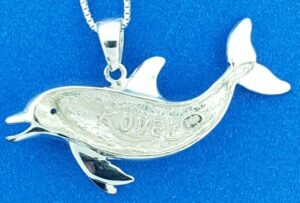 sterling silver opal dolphin pendant