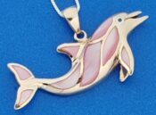 sterling silver dolphin pendant rose gold plated