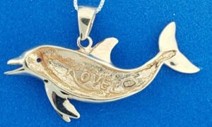 sterling silver dolphin pendant rose gold plated