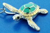 sterling silver & opal sea turtle pendant