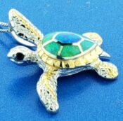 sterling silver & opal sea turtle pendant