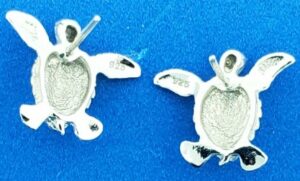 sterling silver sea turtle opal post earrings