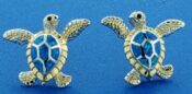 sterling silver sea turtle opal post earrings