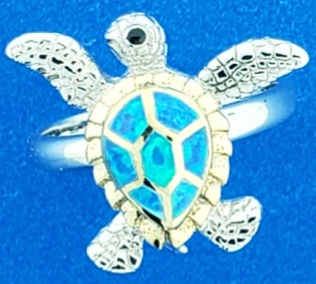 sea turtle ring opal and sterling silver