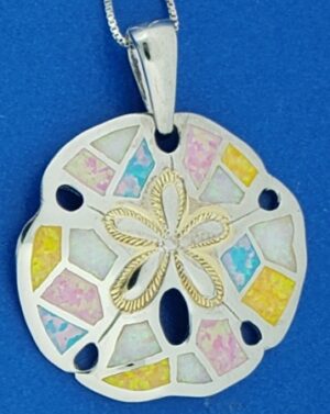 sand dollar opal sterling silver pendant