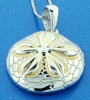 sand dollar 2-tone pendant sterling silver