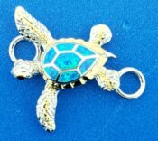 sea turtle bracelet clasp/topper sterling silver & opal