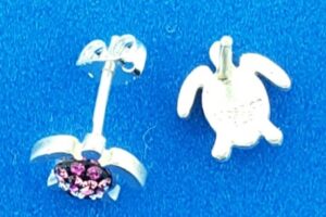 sterling silver sea turtle crystal post earrings